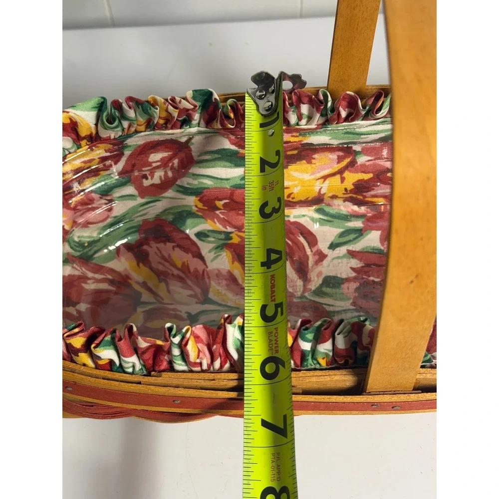VTG Longaberger Grandma Bonnie May Series Tulip Basket Brown Floral Liner 1995